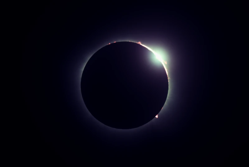 The diamond ring effect: a single bright point of sunlight on the edge of the eclipsed sun